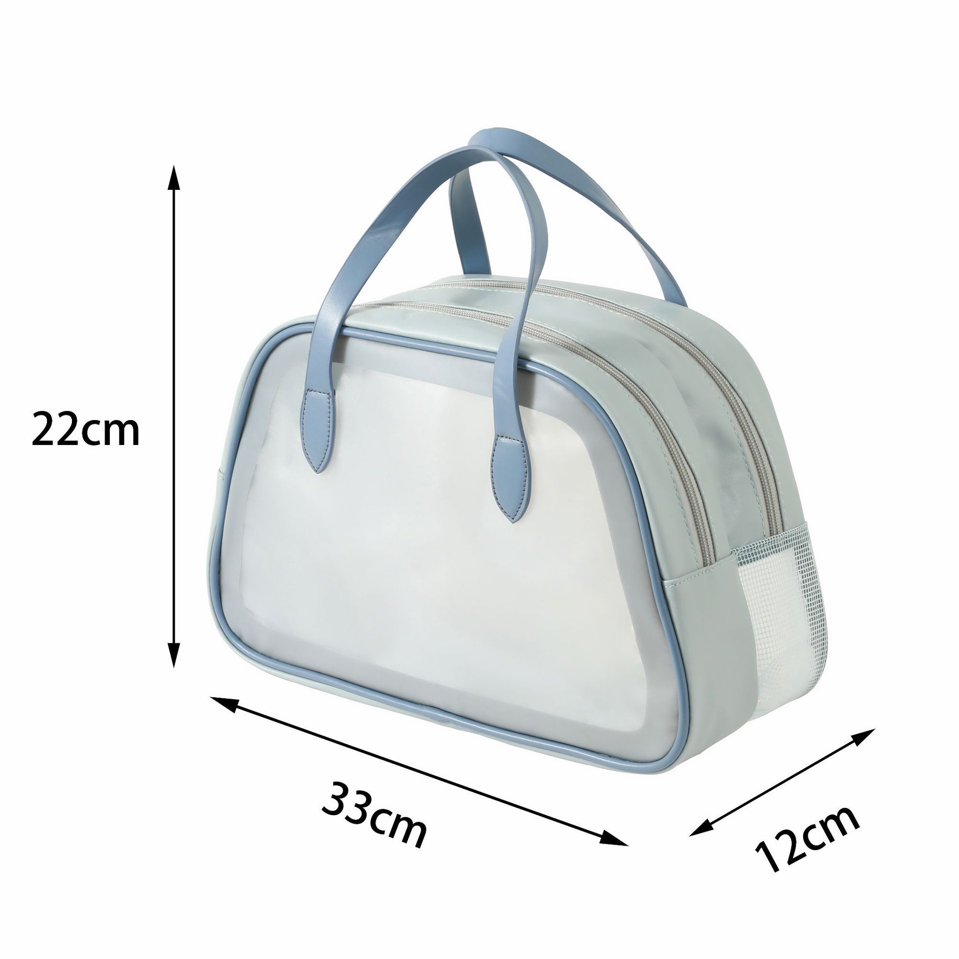 Trapezoidal Waterproof Travel Cosmetic Bag Large Blue Trapezoidal dry and wet