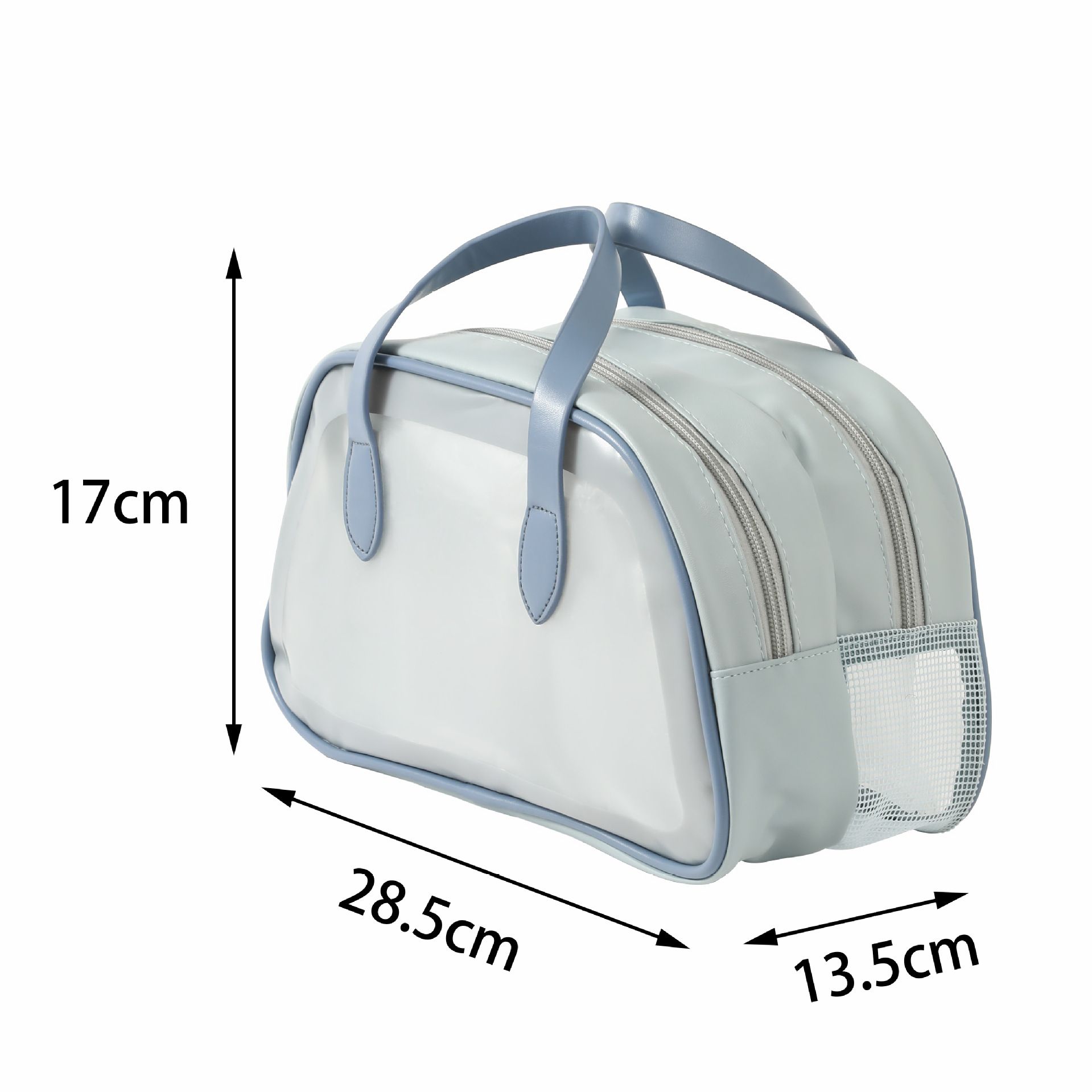Trapezoidal Waterproof Travel Cosmetic Bag Large Blue Trapezoidal dry and wet