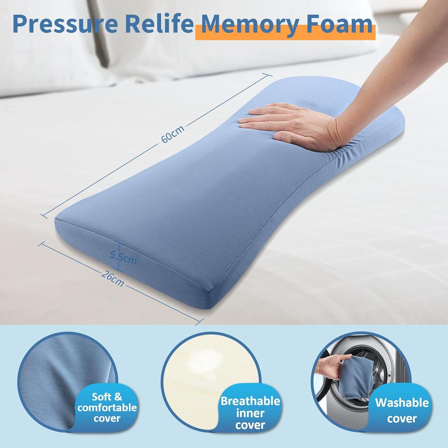 Neck friend Lumbar Pillow Memory Foam Support Blue 58*26*5.5cm view 4
