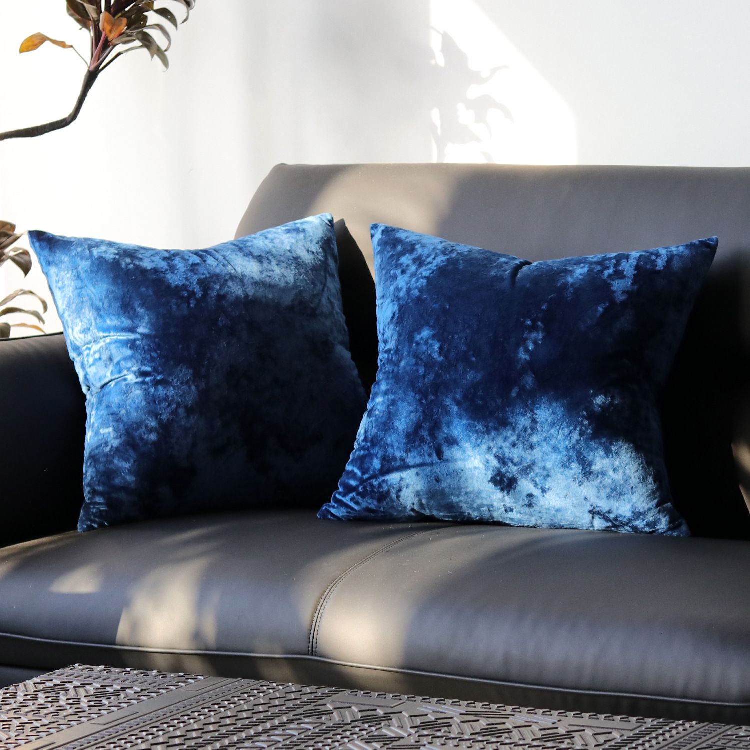 Ice Velvet Pillow Cover Polyester Solid Color 30x50cm Navy Blue 30*50cm