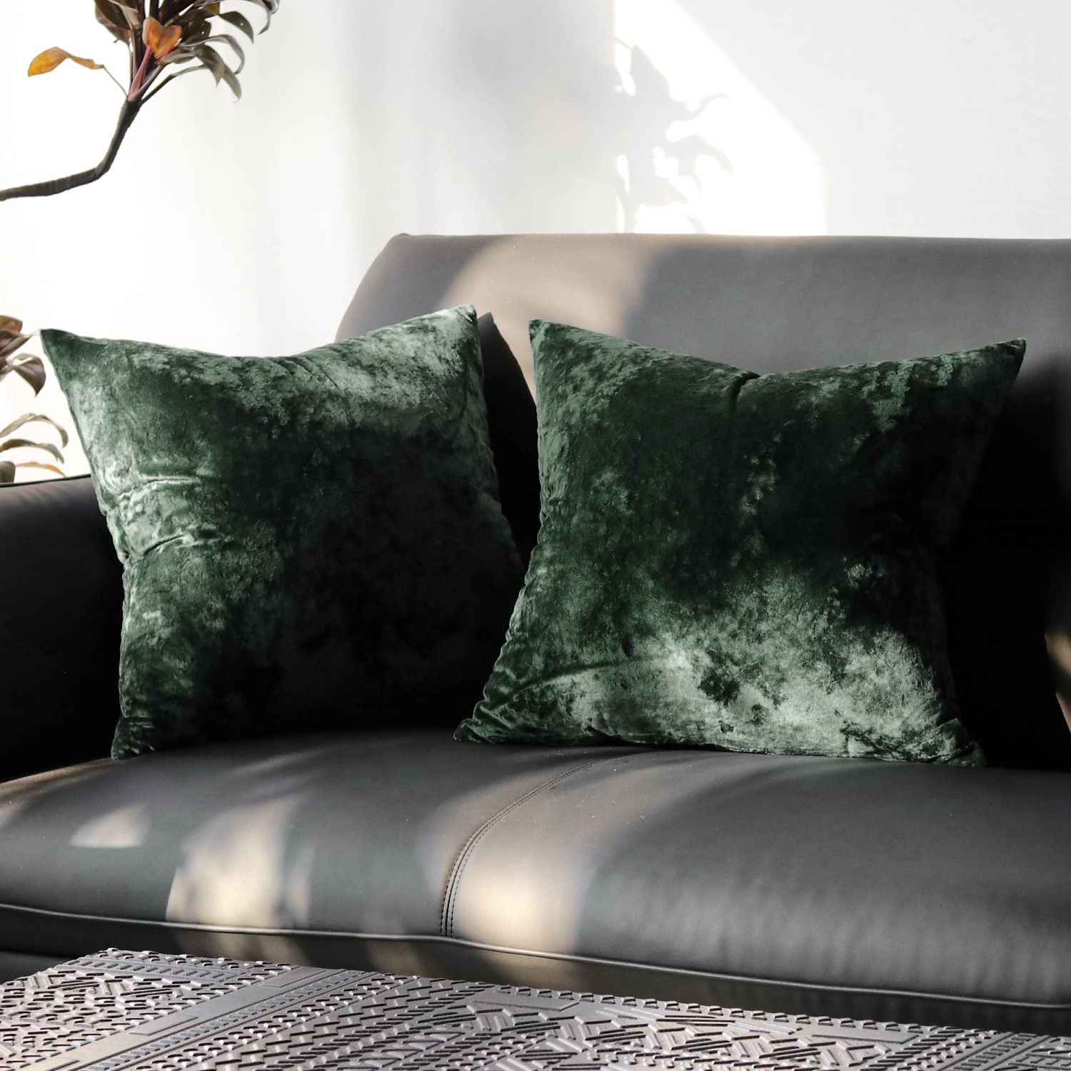 Ice Velvet Pillow Cover Polyester Solid Color 30x50cm Dark Green 30*50cm