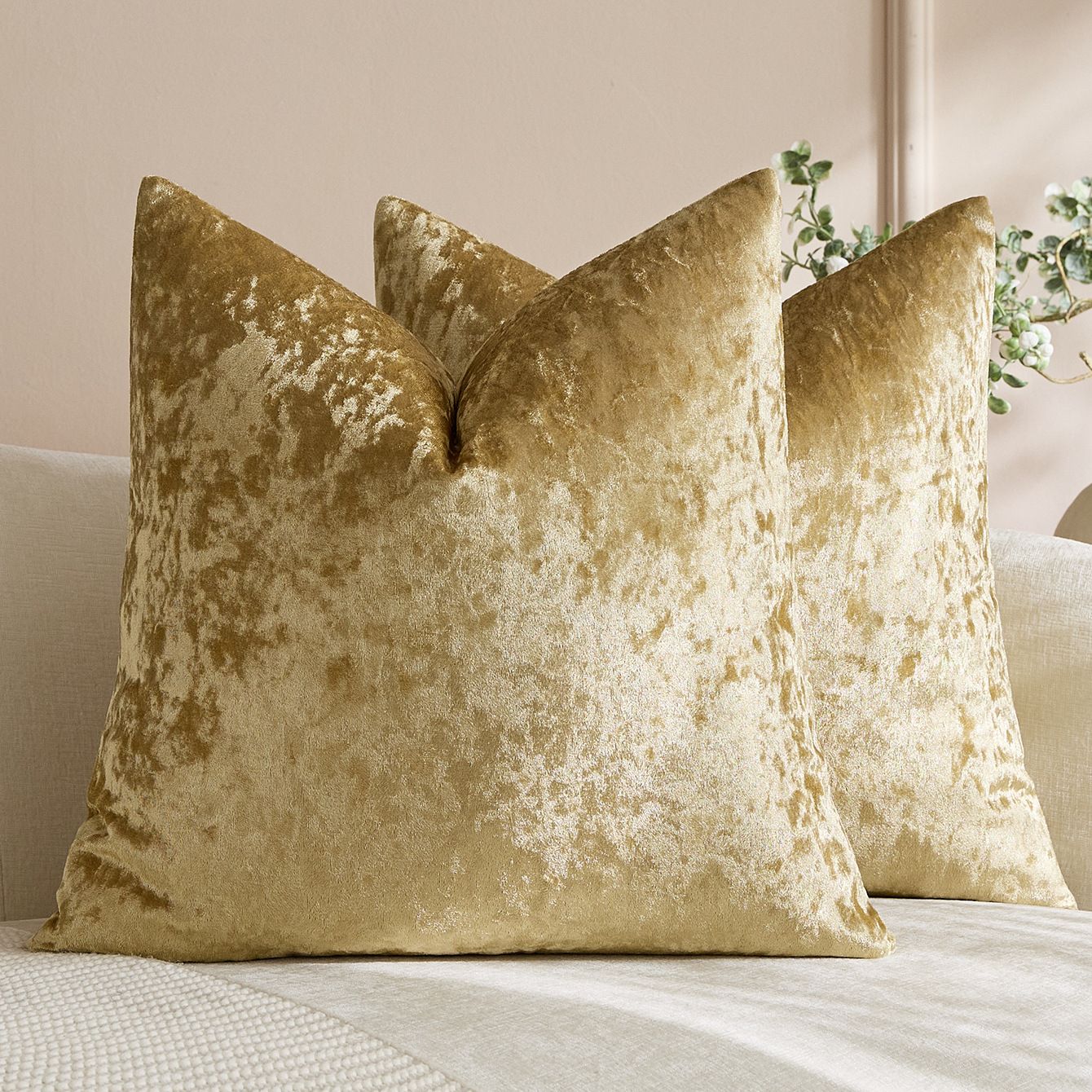Ice Velvet Pillow Cover Polyester Solid Color 30x50cm Light Brown 30*50cm view 3