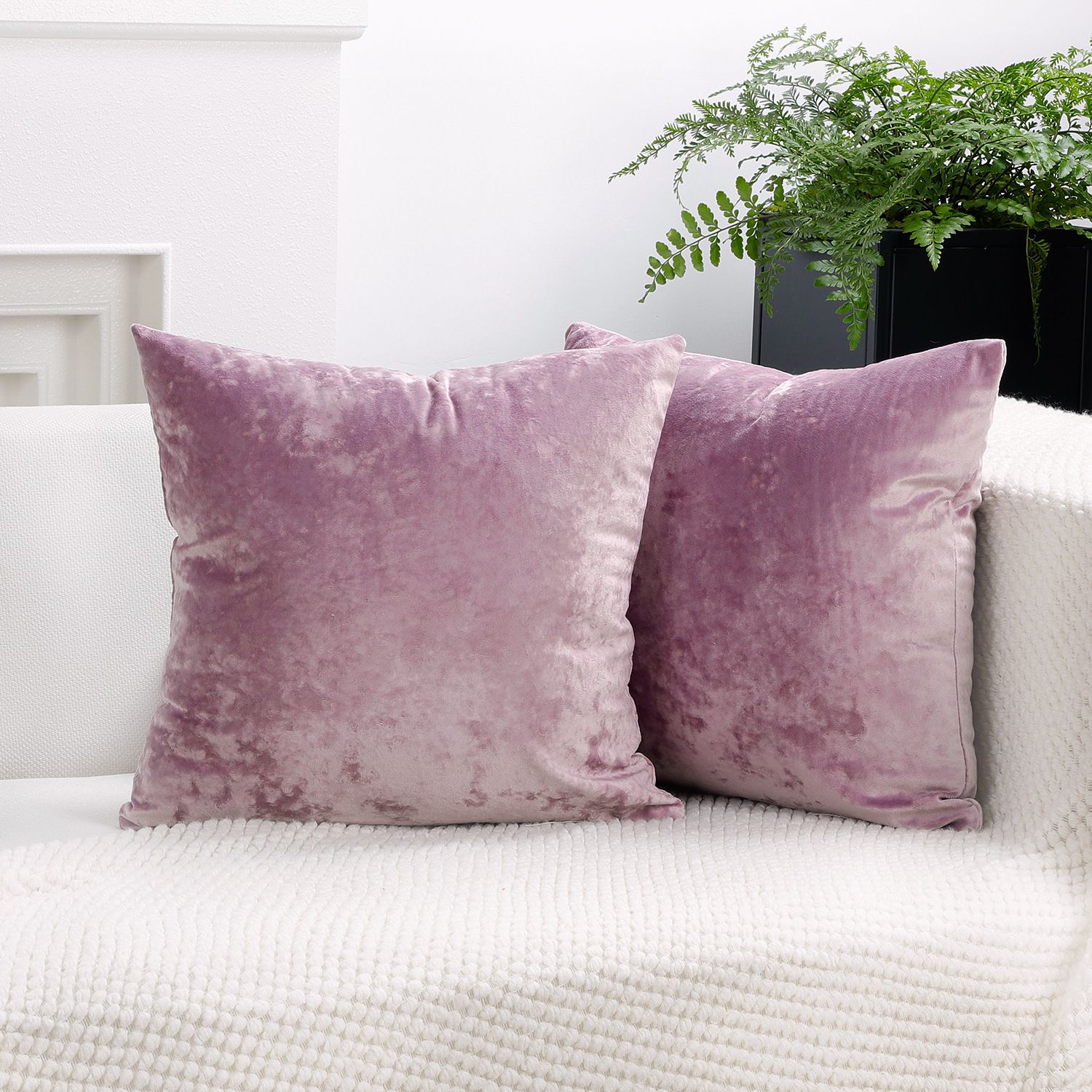 Ice Velvet Pillow Cover Polyester Solid Color 30x50cm Light Purple 30*50cm