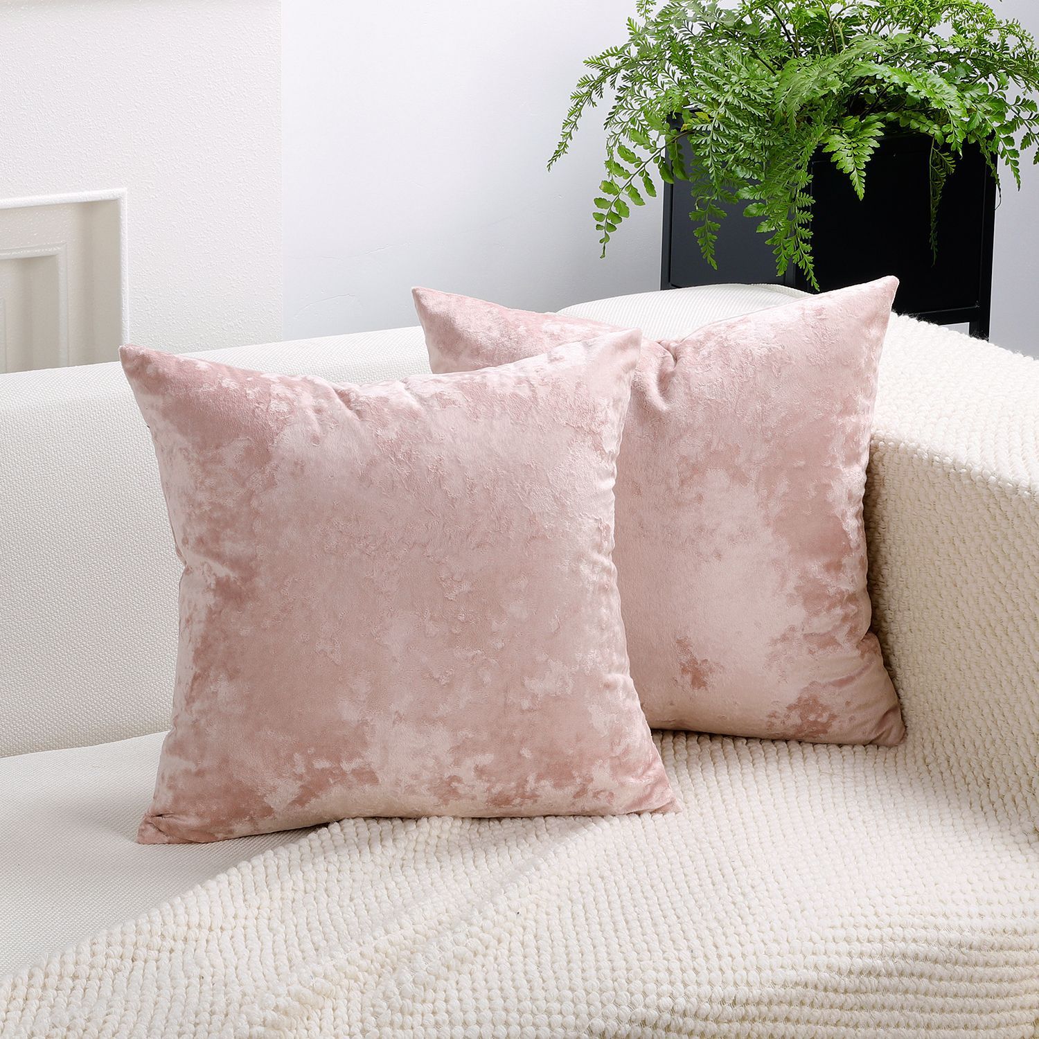 Ice Velvet Pillow Cover Polyester Solid Color 30x50cm Light Pink 50*50cm