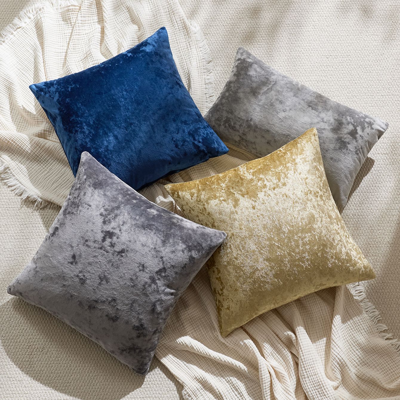 Ice Velvet Pillow Cover Polyester Solid Color 30x50cm Mint Blue 50*50cm view 2