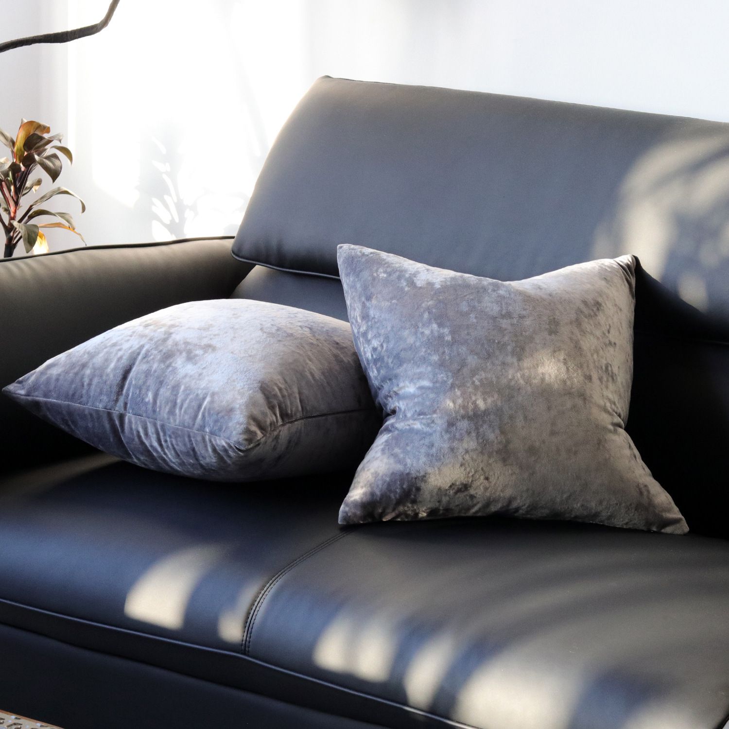 Ice Velvet Pillow Cover Polyester Solid Color 30x50cm Dark Gray 55*55cm