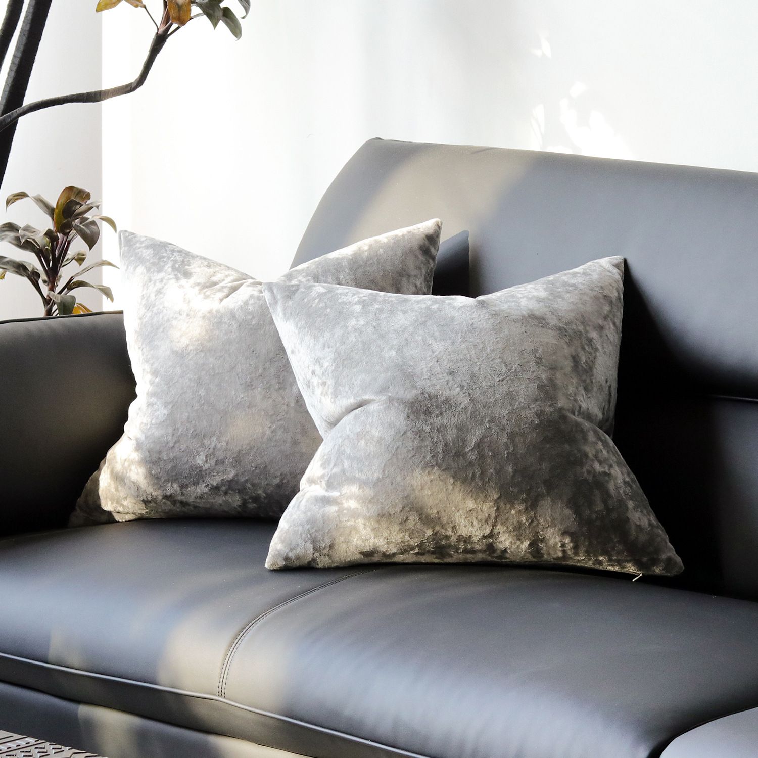 Ice Velvet Pillow Cover Polyester Solid Color 30x50cm Light Gray 55*55cm