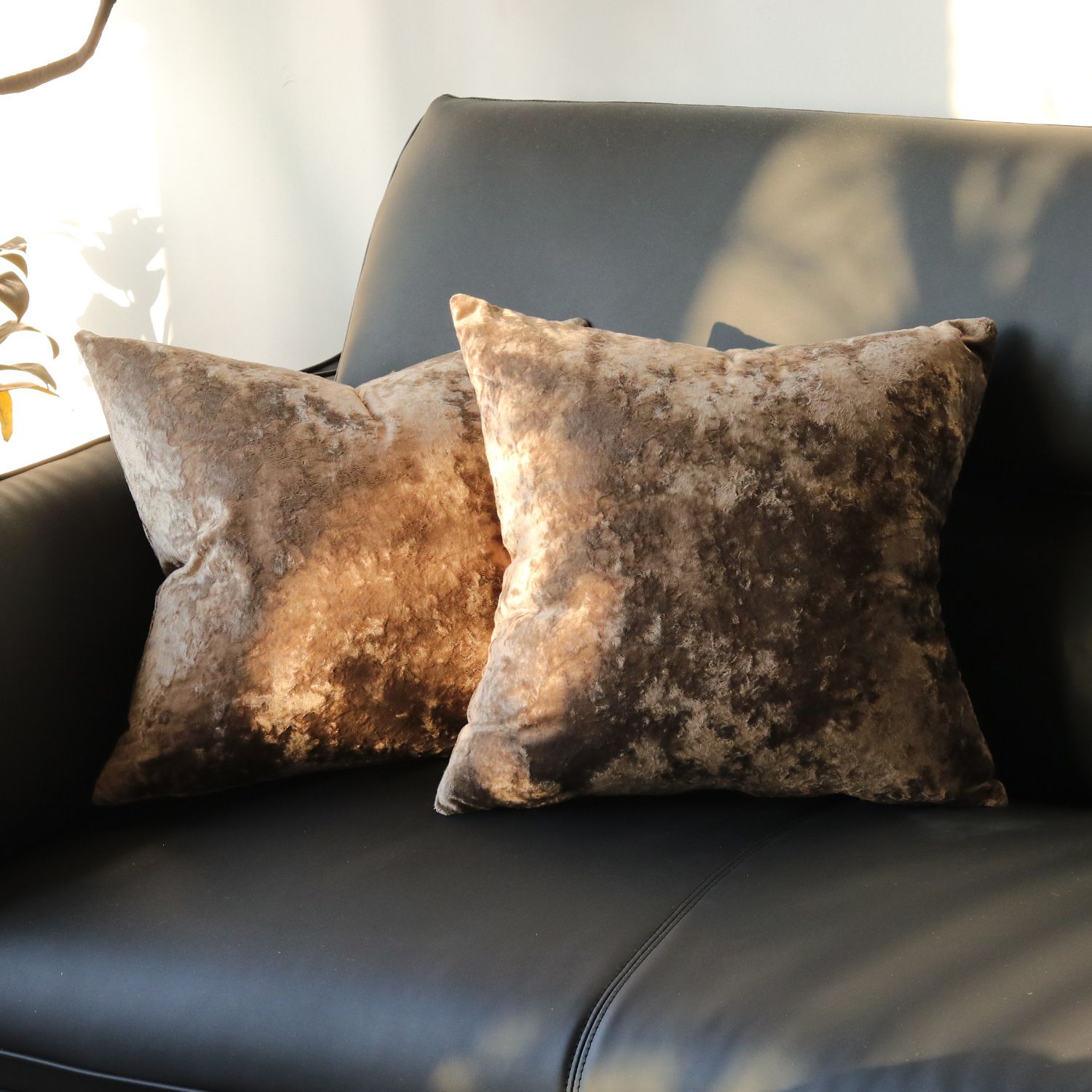 Ice Velvet Pillow Cover Polyester Solid Color 30x50cm Light Brown 40*40cm