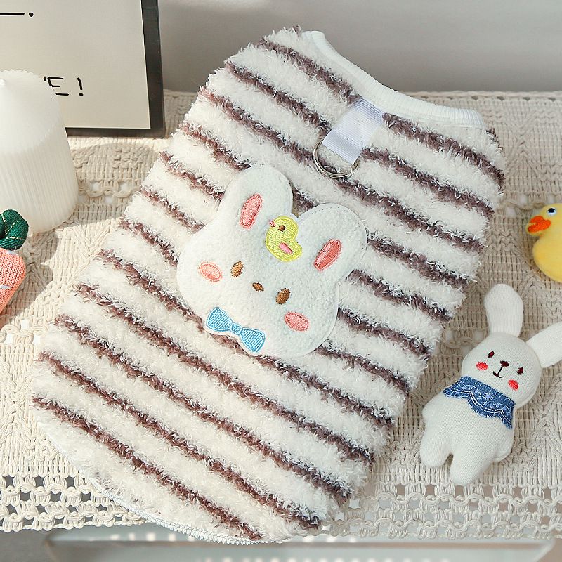 Shine Cute Puppy Dog Vest Coral Velvet Pet Clothing 508 gray striped white — image 1