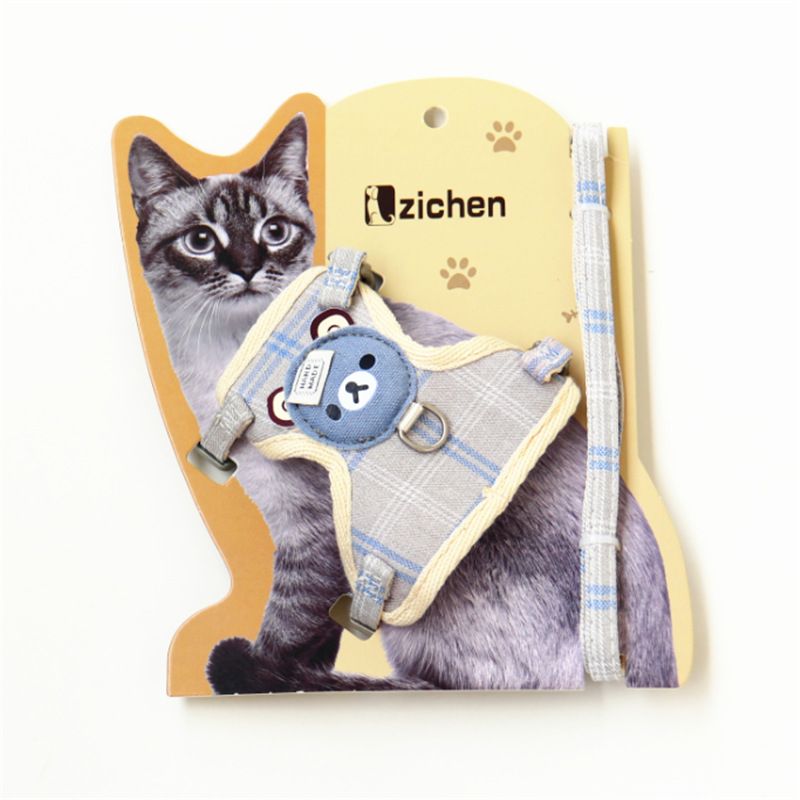 Zichen Cat Harness Vest Nylon Mesh Pet Leash Light gray 1.5(M size) suitable