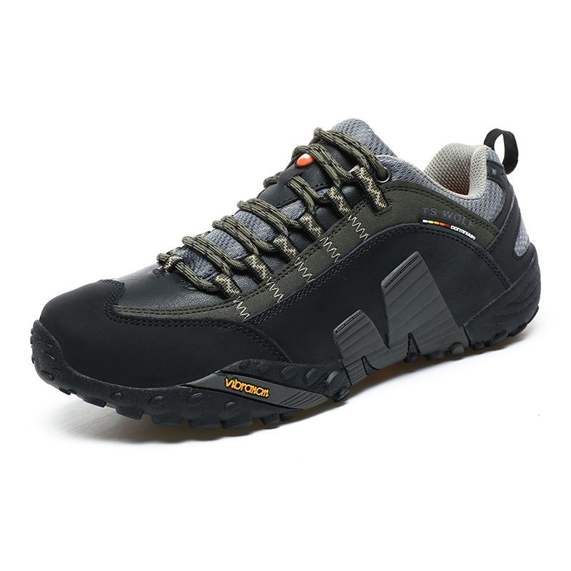 Lefectic Hiking Shoes Genuine Leather Waterproof. Black army green 42 — image 1
