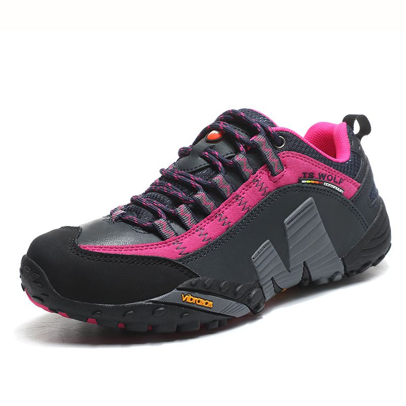 Lefectic Hiking Shoes Genuine Leather Waterproof. Dark blue red 36 — image 1