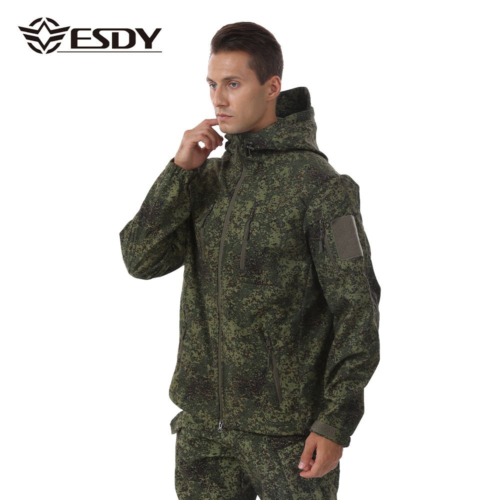 ESDY Men Soft Shell Windproof Jacket Outdoor Russian fans