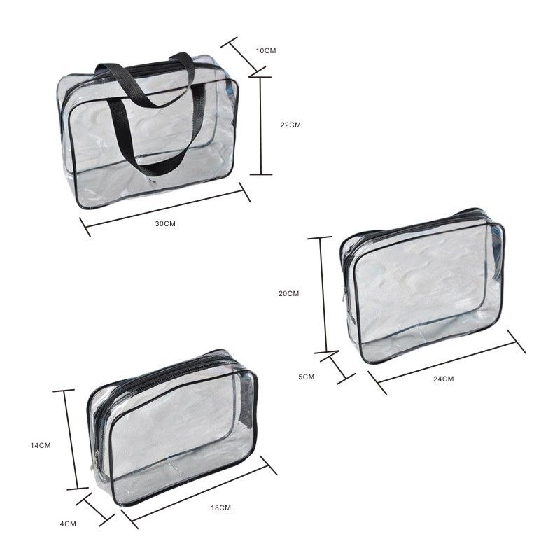 HDWISS PVC Transparent Cosmetic Bag Travel Storage Cube Blue Medium size 24*20*5 view 5