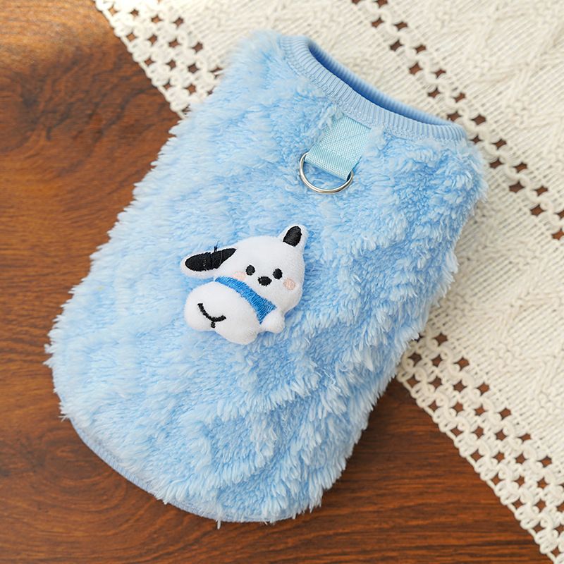 Shine Cute Puppy Dog Vest Coral Velvet Pet Clothing 526 small twist blue puppy — image 1