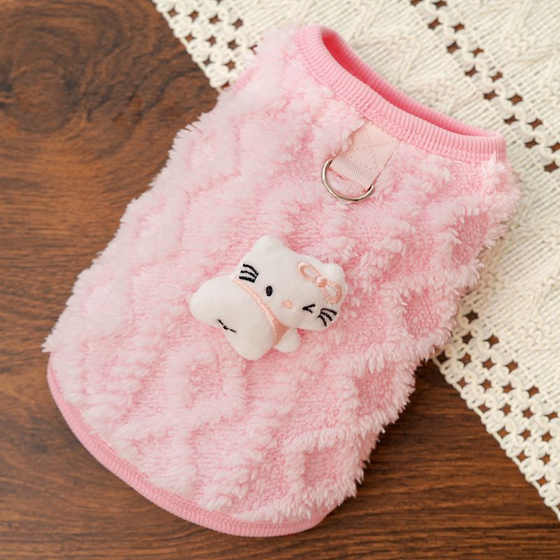 Shine Cute Puppy Dog Vest Coral Velvet Pet Clothing 526 small hemp pollen cat — image 1