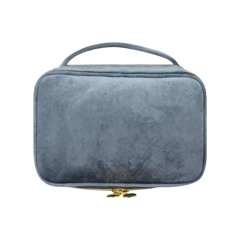 Velvet Makeup Storage Bag Multipurpose Travel Case Dark gray