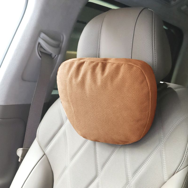 Car Headrest Lumbar Support Artificial Plush Other Red tea orange-headrest — image 1