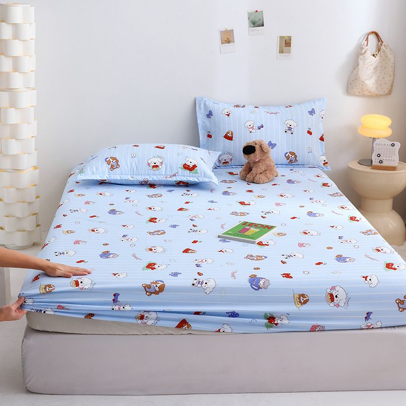 Yuan sheng Home Textiles Fitted Sheet Pure Cotton. Blue cat 180cm/220cm thin view 2