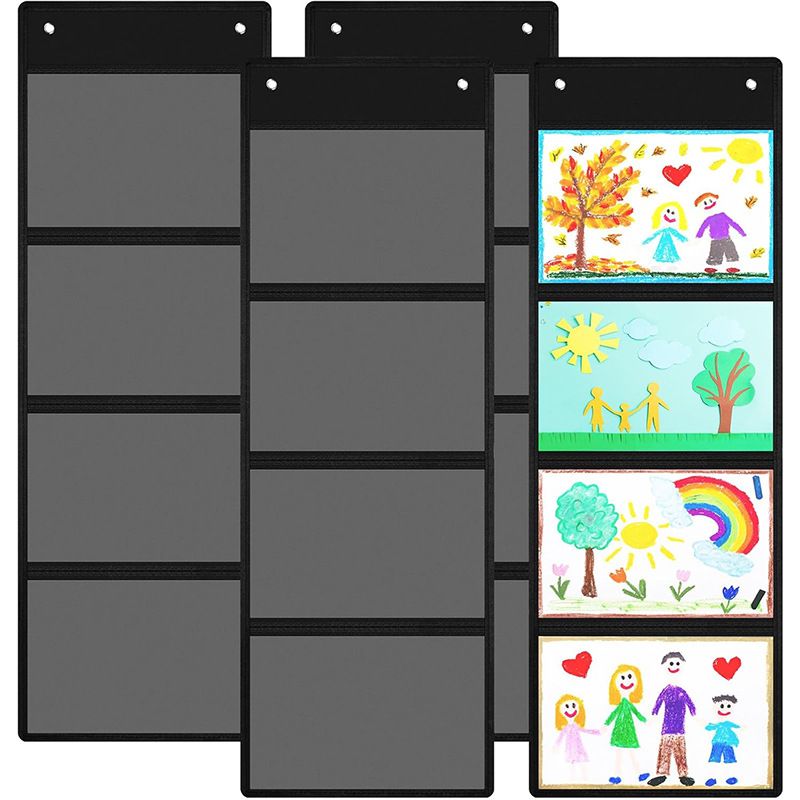 Wall Mounted Storage Organizer 4 Grids White black 4 grids