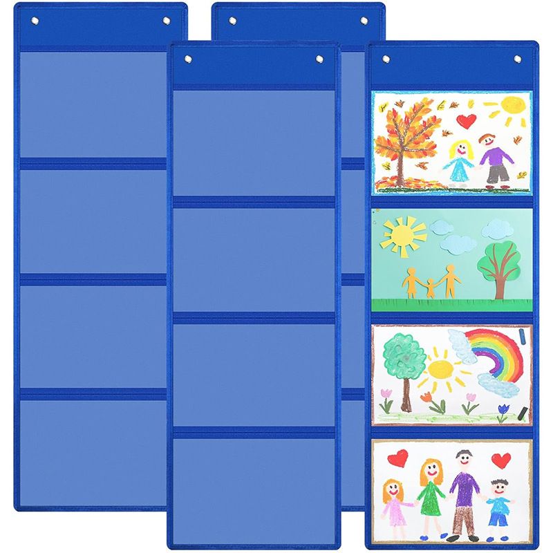 Wall Mounted Storage Organizer 4 Grids White Blue 5 grids