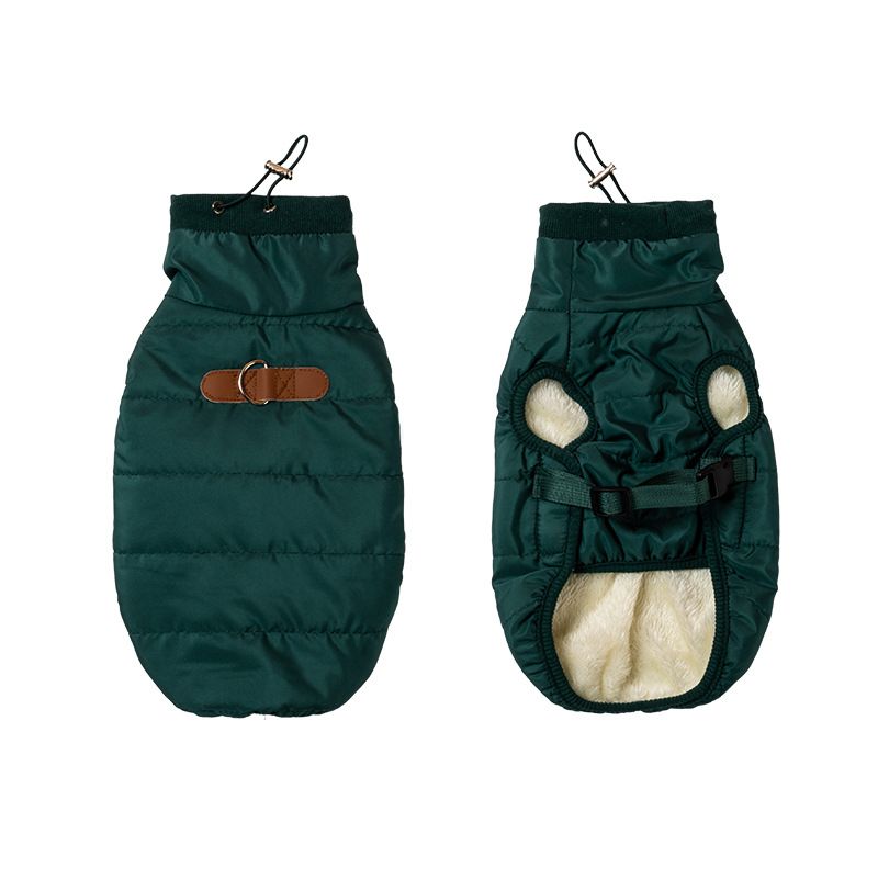 Pet Vest Polyester Warm Coat for Dogs Cats Olive green L — image 1