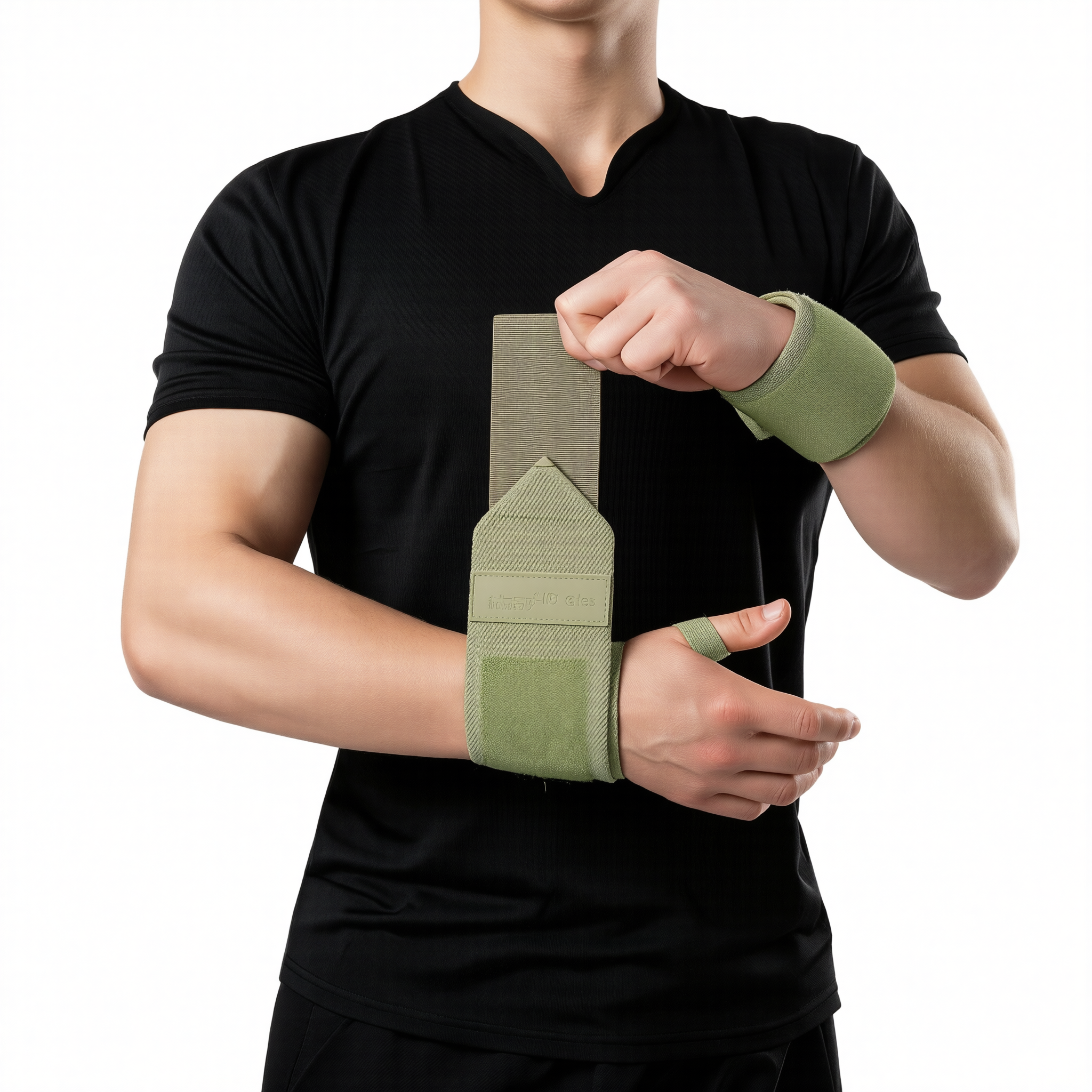 Wrist Compression Bandage Adjustable Fitness Support Army green pair [strap