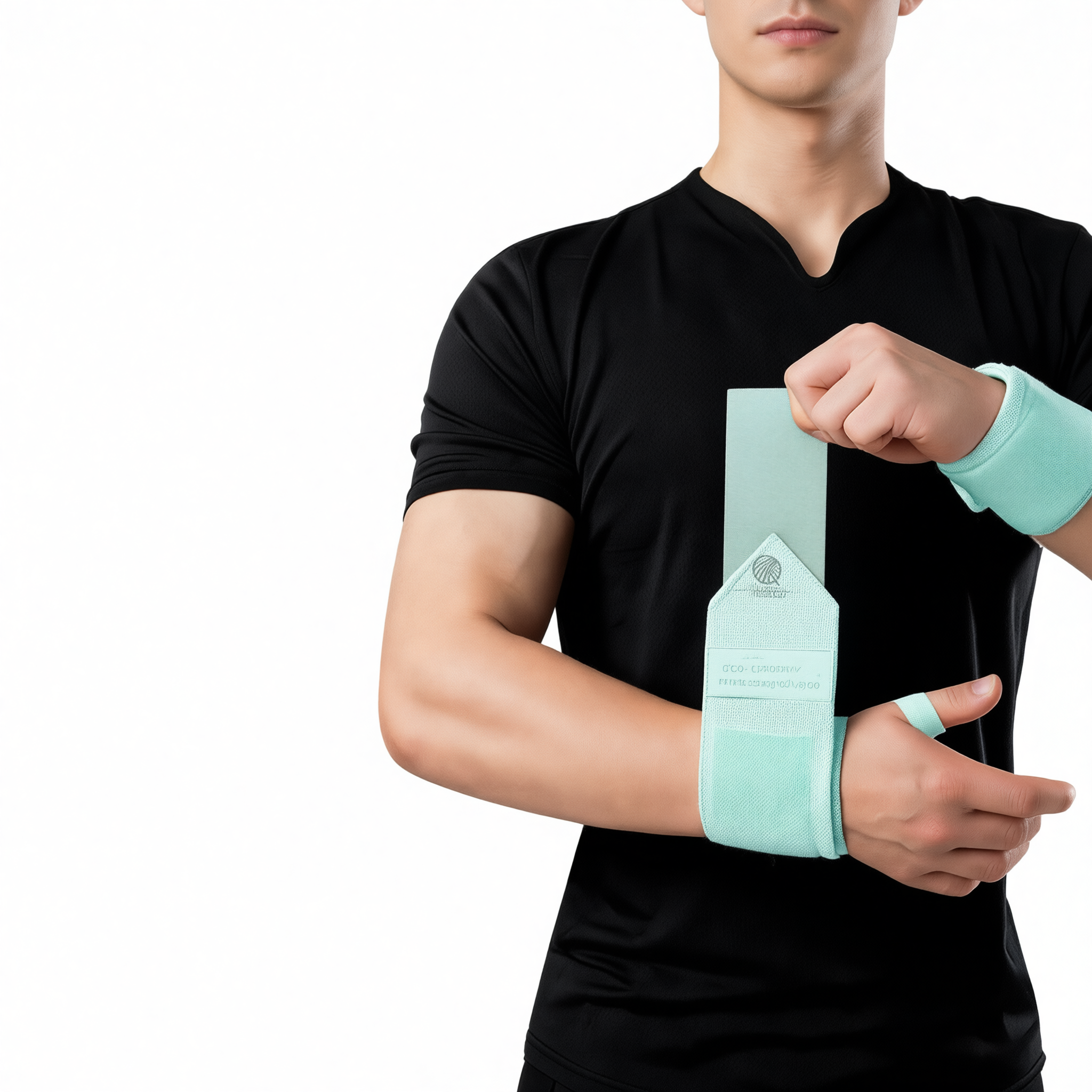 Wrist Compression Bandage Adjustable Fitness Support Cyan blue pair [strap