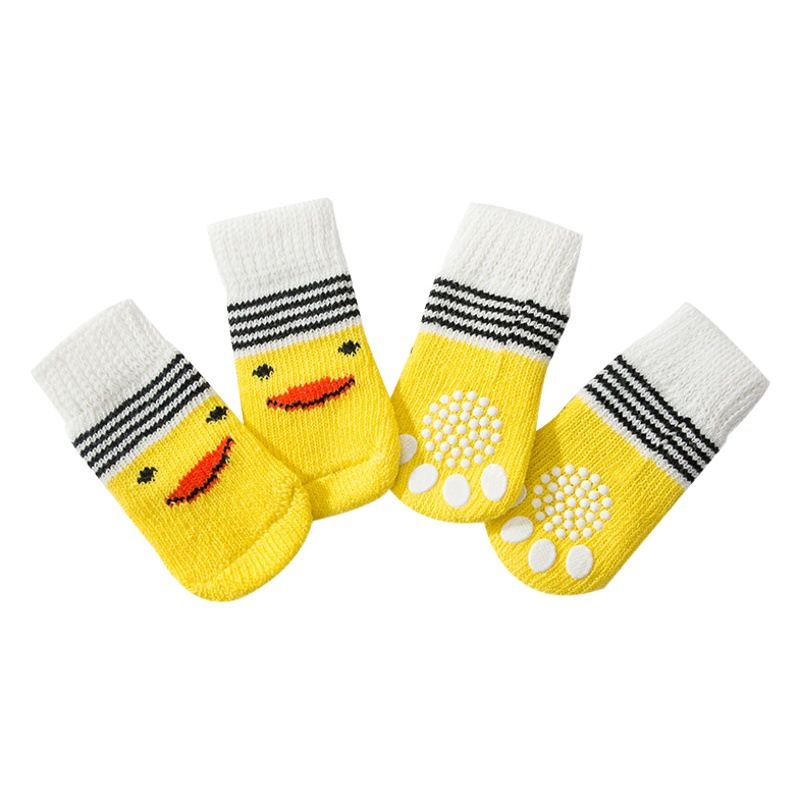 Foot art mouse Pet Socks Cartoon Anti Slip Red Santa Claus M [recommended foot view 2