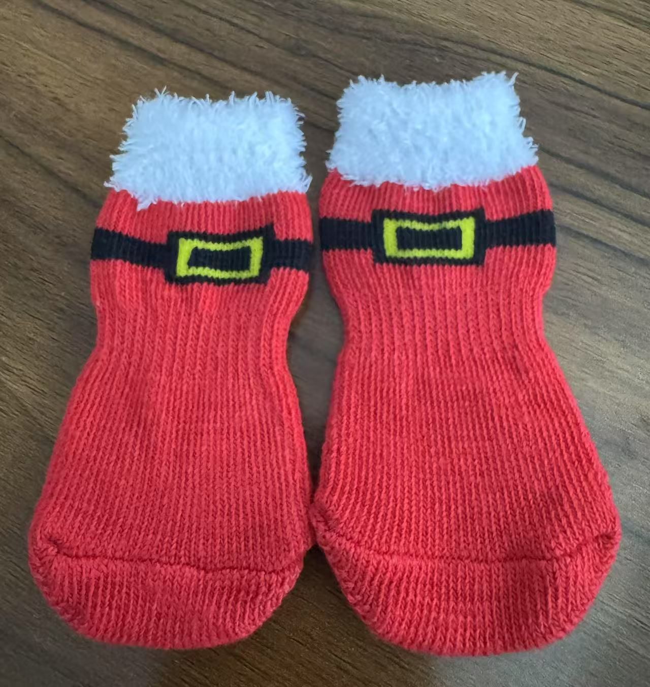 Foot art mouse Pet Socks Cartoon Anti Slip Cute santa claus socks L