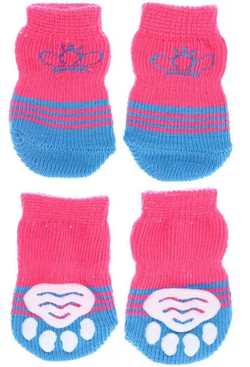 Foot art mouse Pet Socks Cartoon Anti Slip Pink blue crown Xl-super large