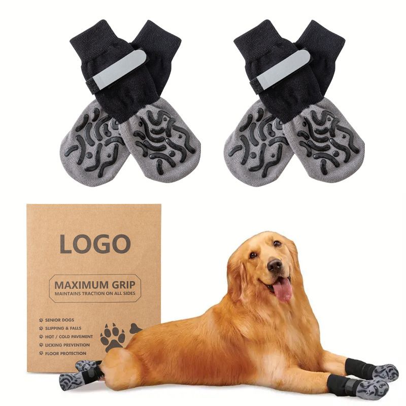 Cotton Dog Socks Striped Jacquard Pet Footwear Black caterpillar [premium