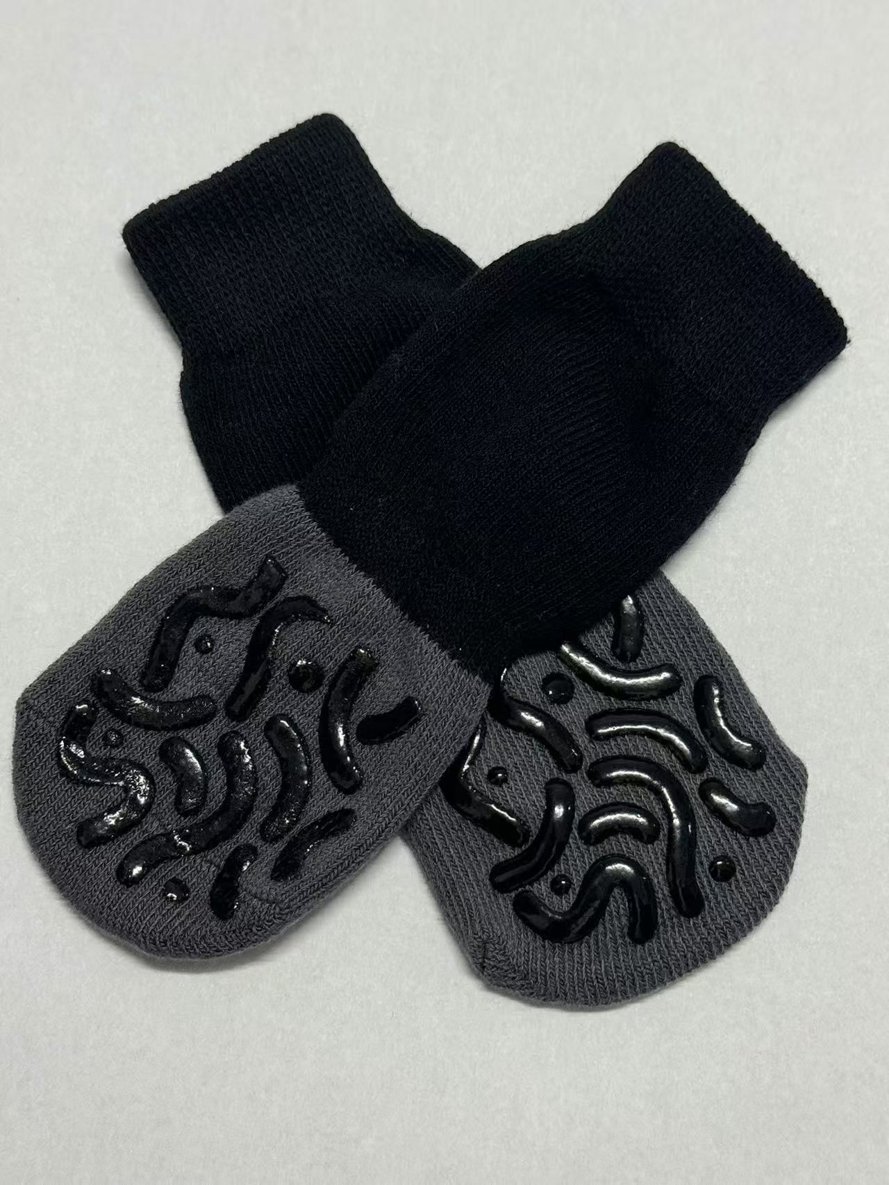 Cotton Dog Socks Striped Jacquard Pet Footwear Black + dark gray caterpillar