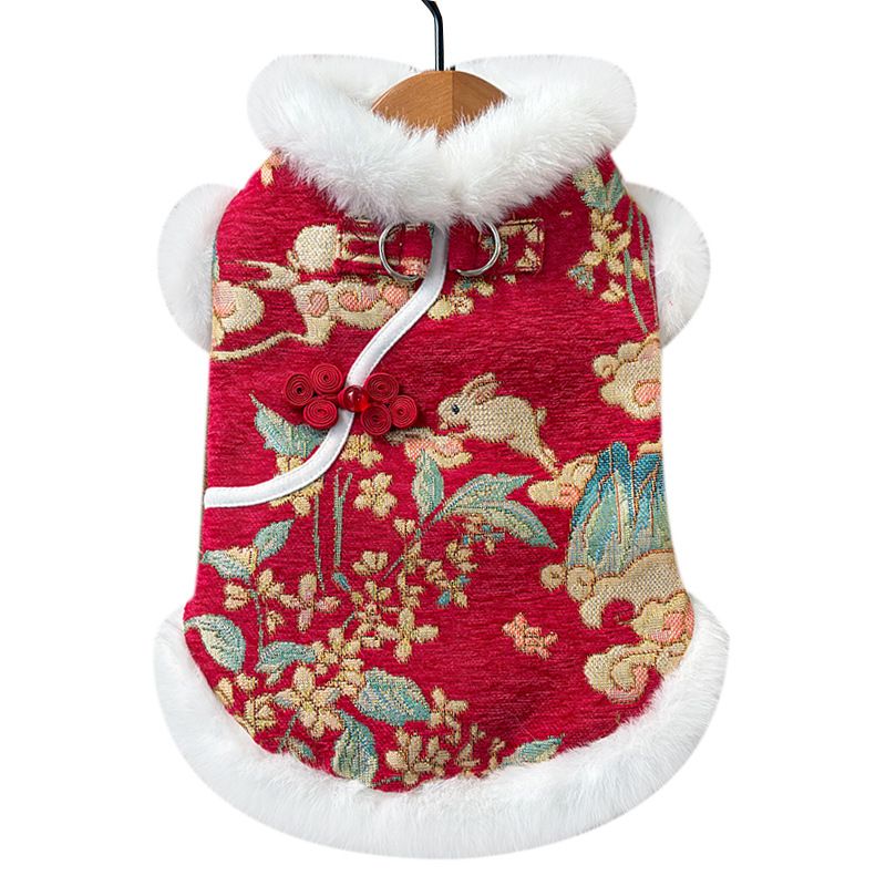 Weiwang Chinese Style Pet Coat Double Layer Velvet 543 jacquard plate buckle view 5