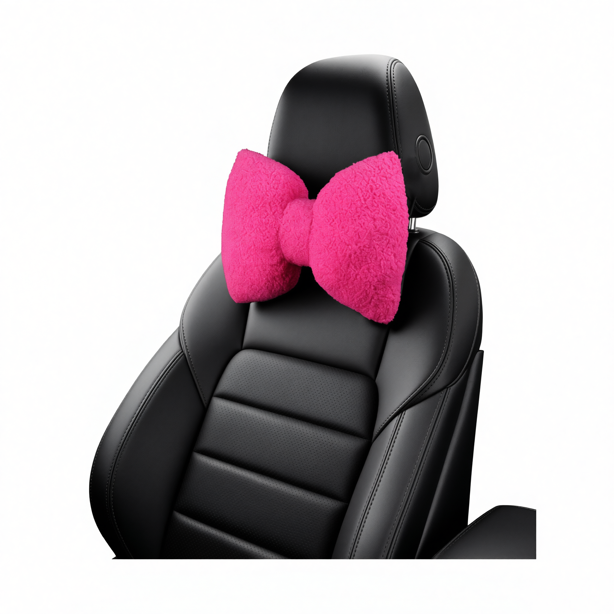 Car Headrest Pillow Artificial Plush Neck Support White-plush-headrest view 6