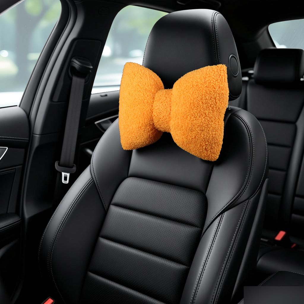 Car Headrest Pillow Artificial Plush Neck Support Khaki-plush-headrest — image 1