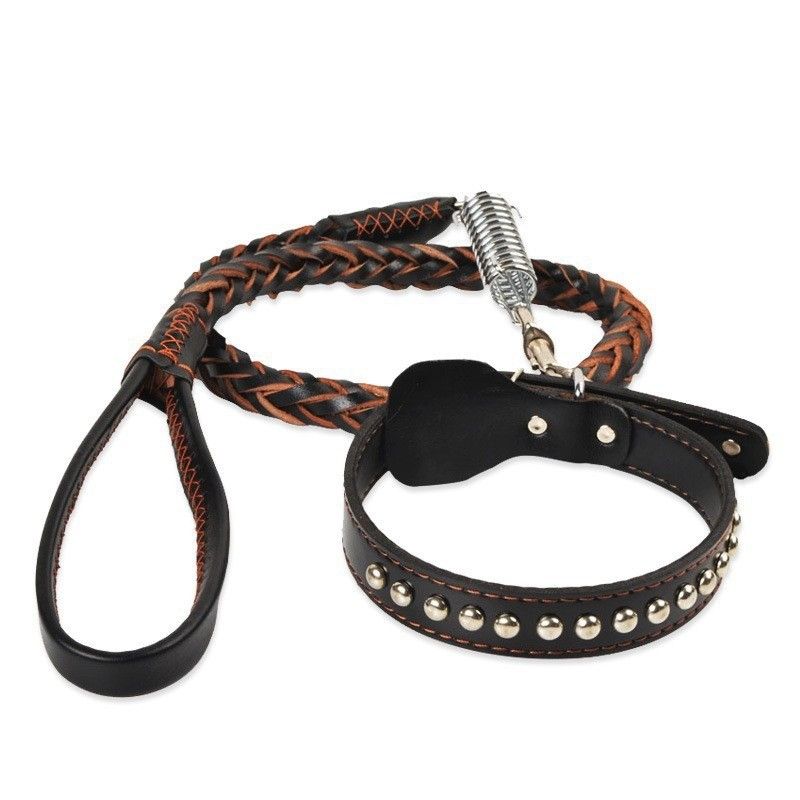 Pet beibei Leather Dog Leash Collar Set Medium Large M pu collar adjustment view 3