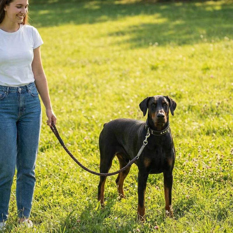 Pet beibei Leather Dog Leash Collar Set Medium Large L pu collar adjustment view 2