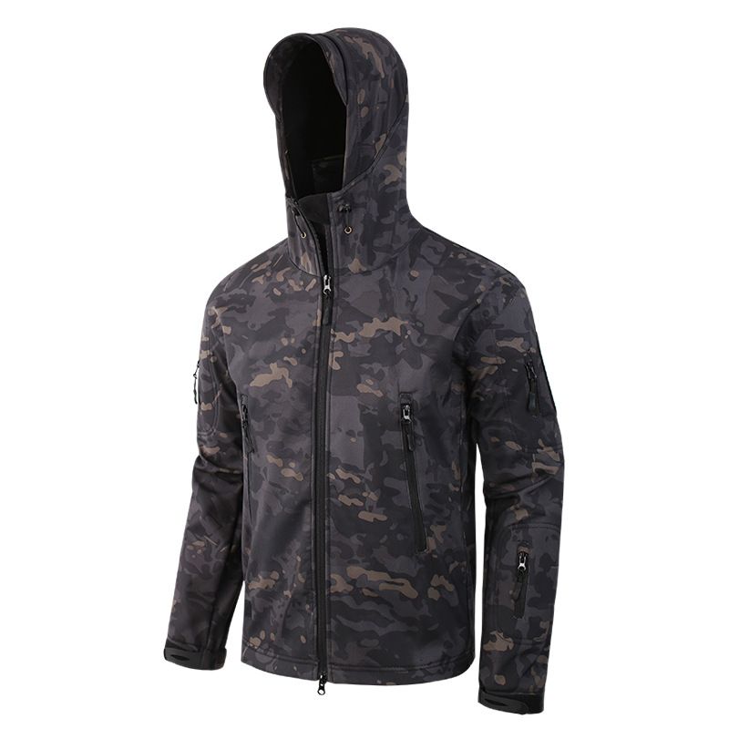 ESDY Men Softshell Jacket Outdoor Fleece Training Coat CCBK L
