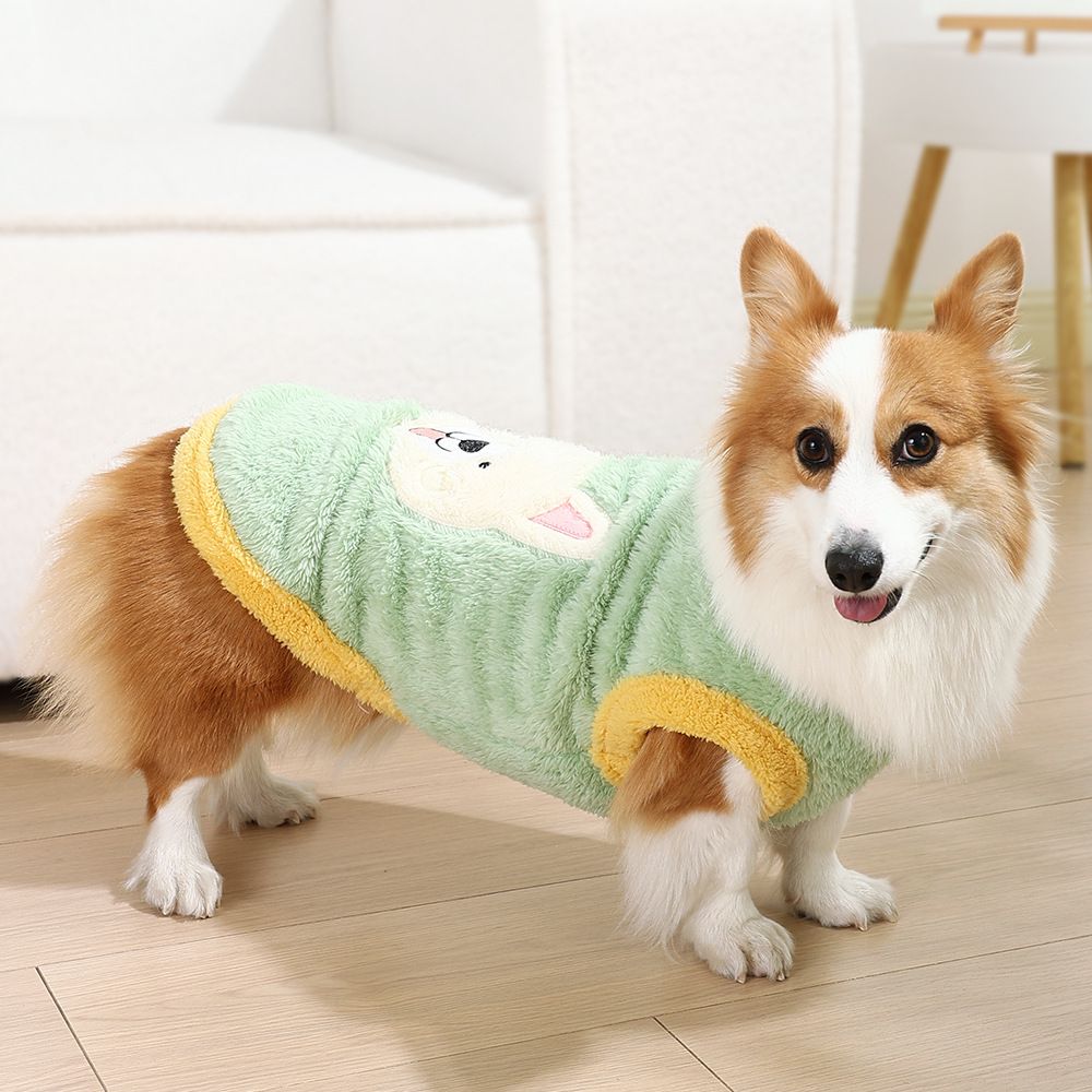 Dog Vest Fleece Winter Warm Pet Clothing Happy dog style [light green] 8xl view 3