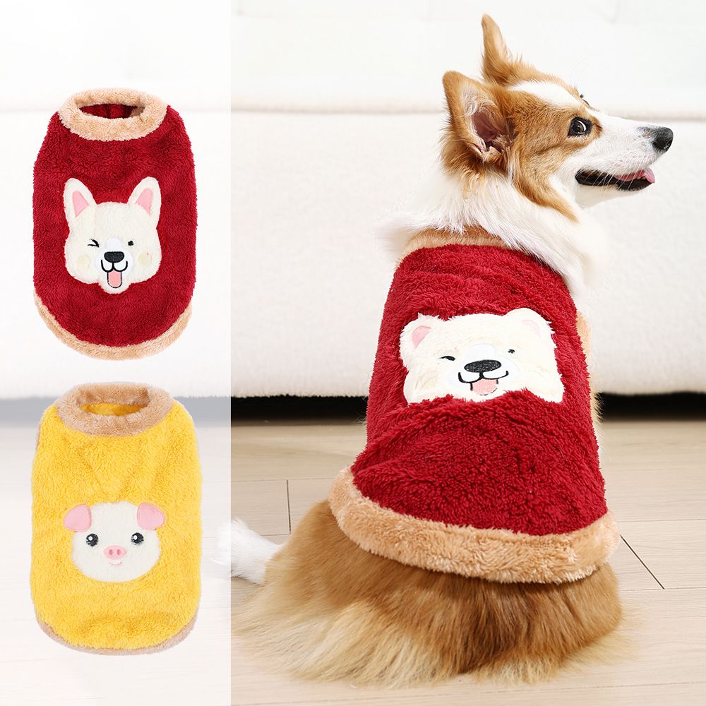 Dog Vest Fleece Winter Warm Pet Clothing Happy piggy style [blue] S view 5
