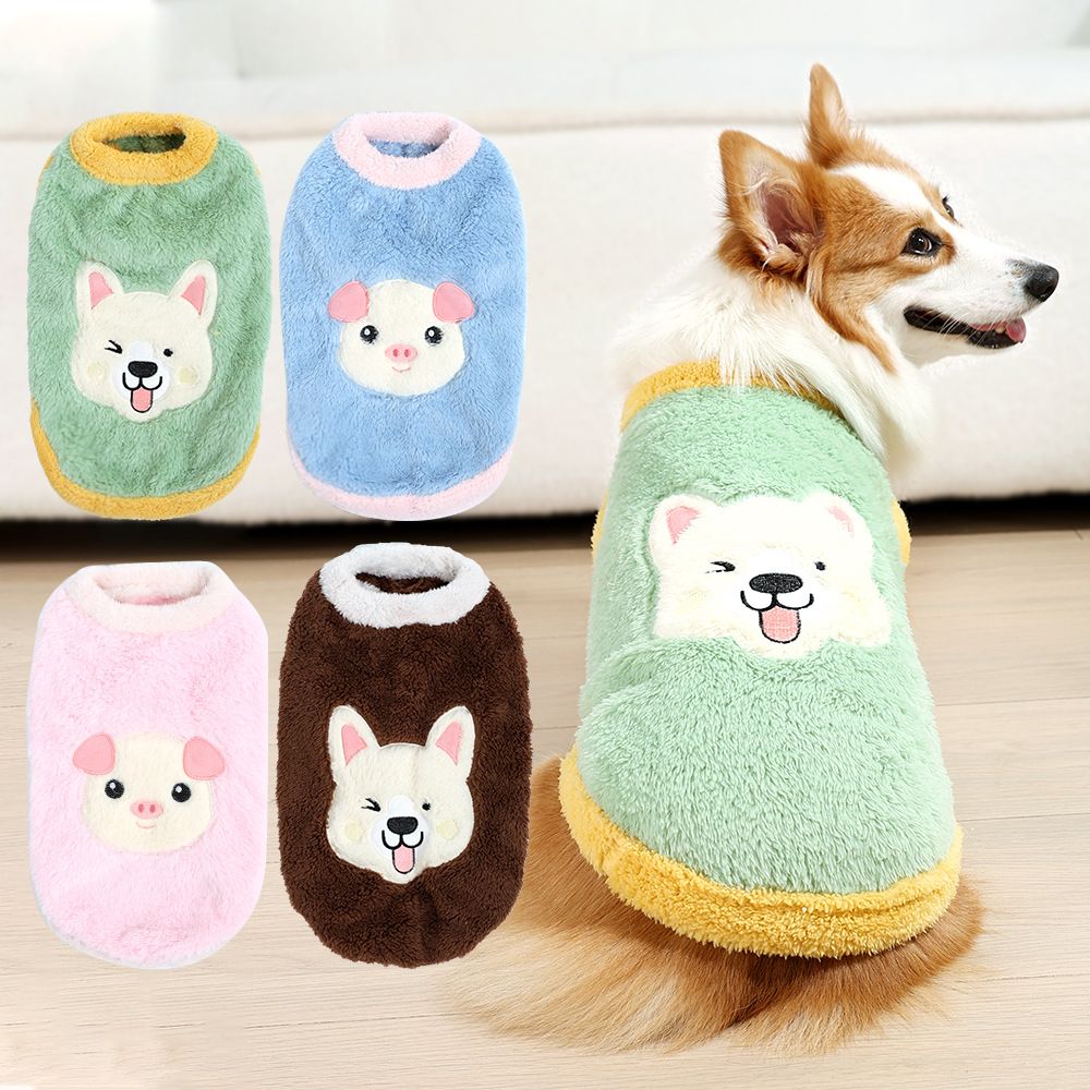 Dog Vest Fleece Winter Warm Pet Clothing Happy dog style [blue] 4xl view 2