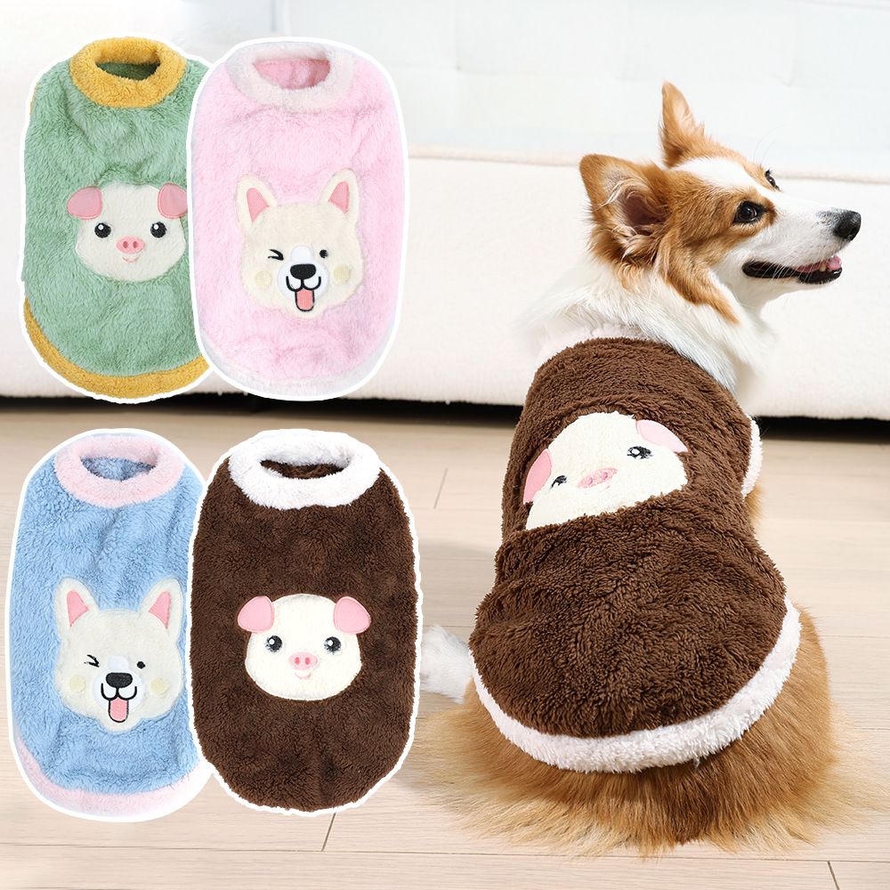 Dog Vest Fleece Winter Warm Pet Clothing Happy dog style [blue] 5xl view 4