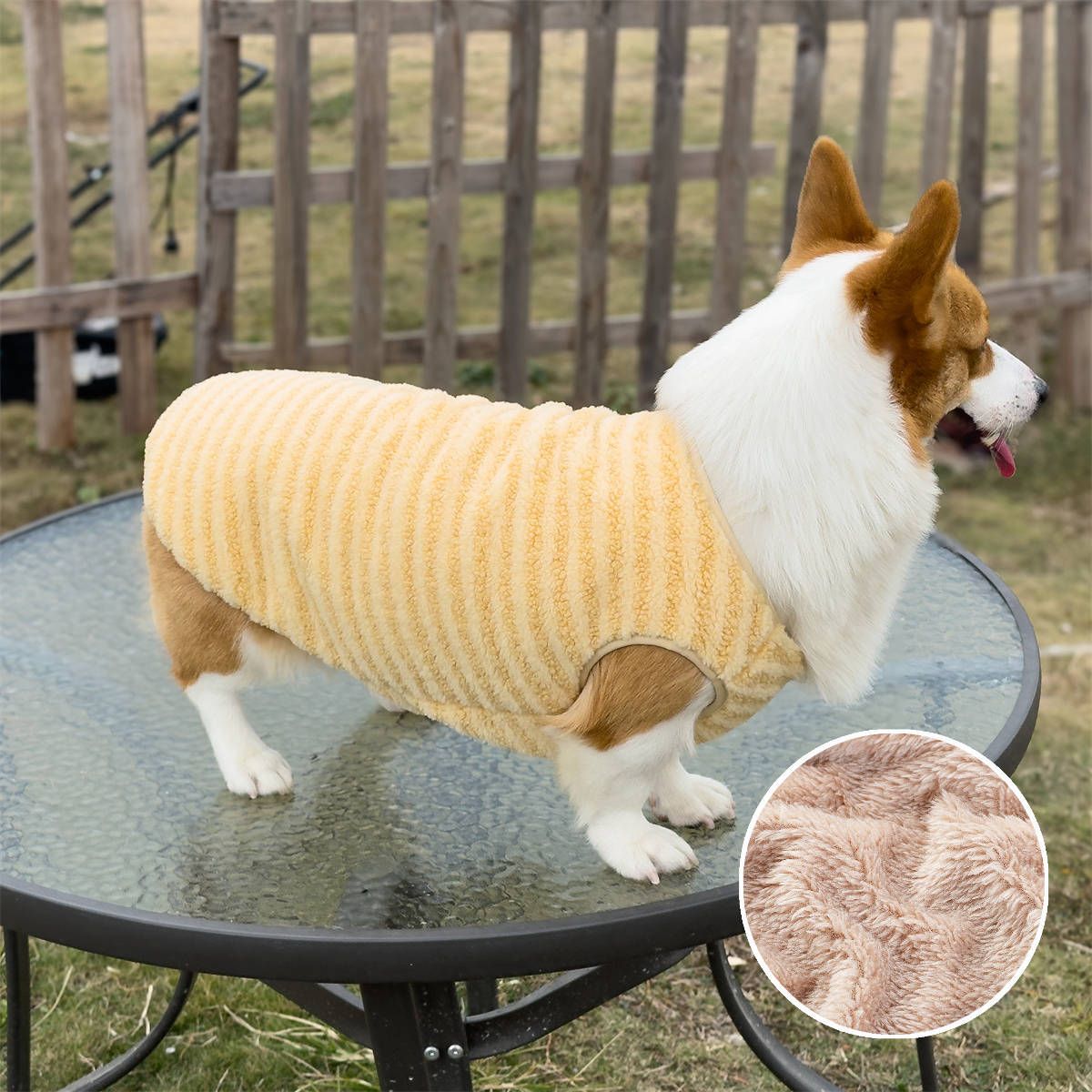 Pet Dog Vest Winter Warm Polyester Yellow [fleece lined & extra thick] Xs view 6