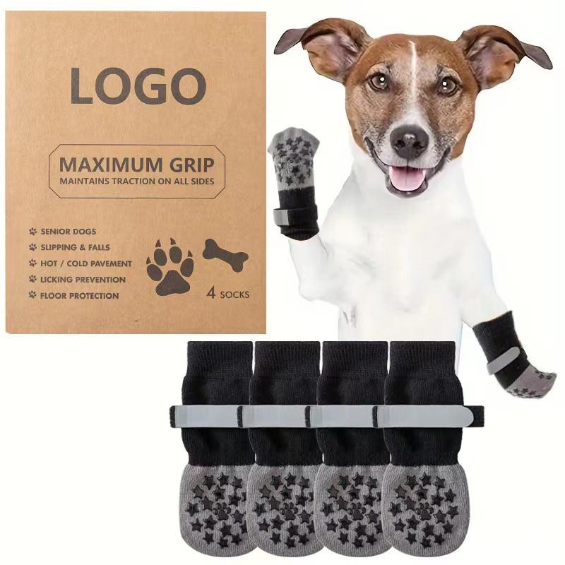 Dog Shoes Non Slip Indoor Outdoor Cotton Black star - double-sided adhesive
