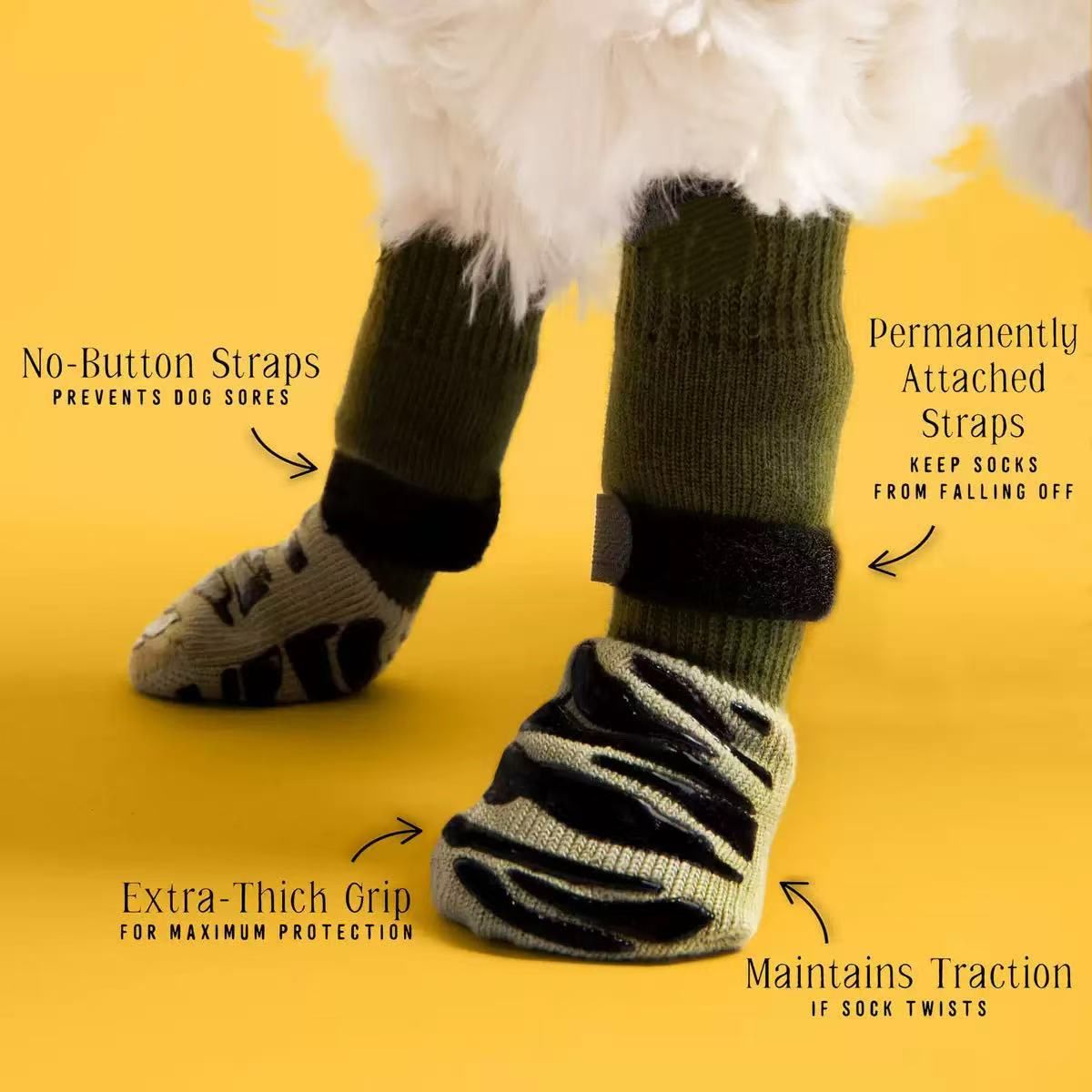 Dog Shoes Non Slip Indoor Outdoor Cotton Green tiger claw [opp bag] M medium