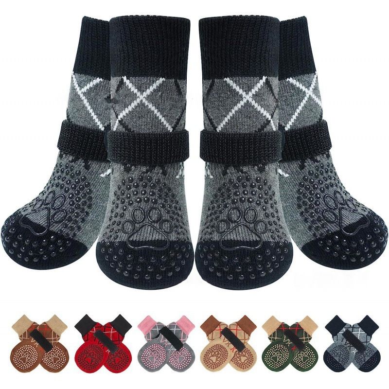 Dog Shoes Non Slip Indoor Outdoor Cotton Gray dotted style [opp bag] M medium