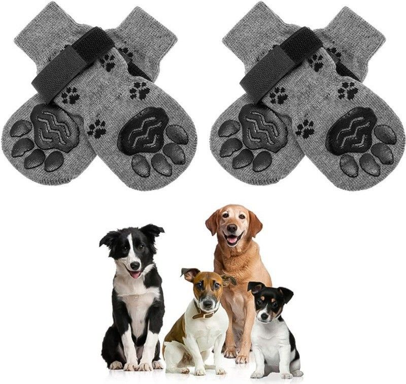 Dog Shoes Non Slip Indoor Outdoor Cotton Gray - single-sided dot dispensing