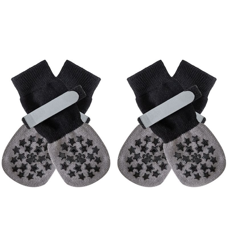 Dog Shoes Non Slip Indoor Outdoor Cotton Black star - double-sided adhesive