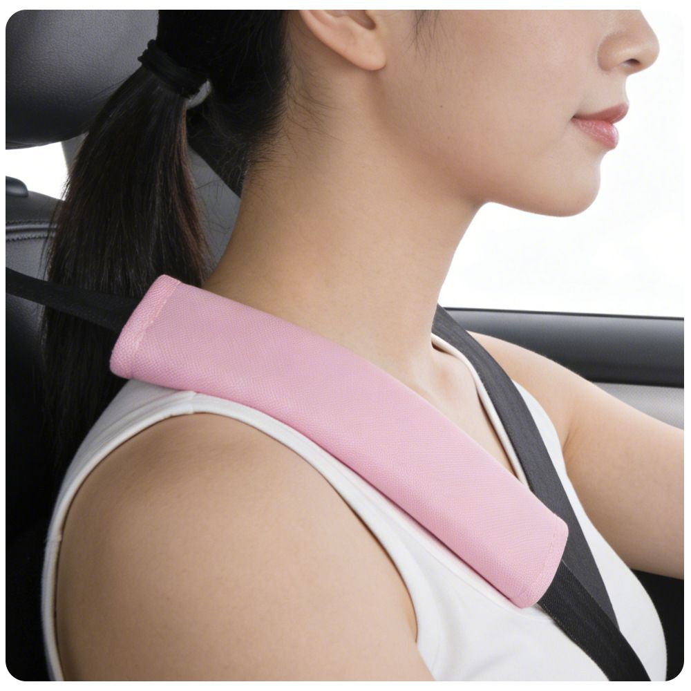Car Seatbelt Shoulder Pads Beautiful Night Thoughts. White ice silk shoulder strap view 2